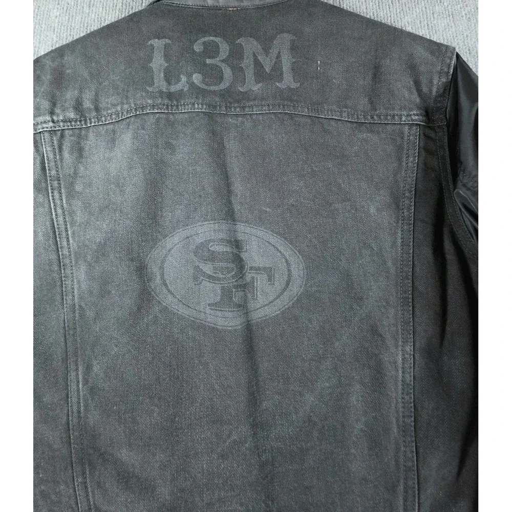 Levi Strauss San Francisco 49ers Super Bowl 50 Jacket Black Denim Mens Medium